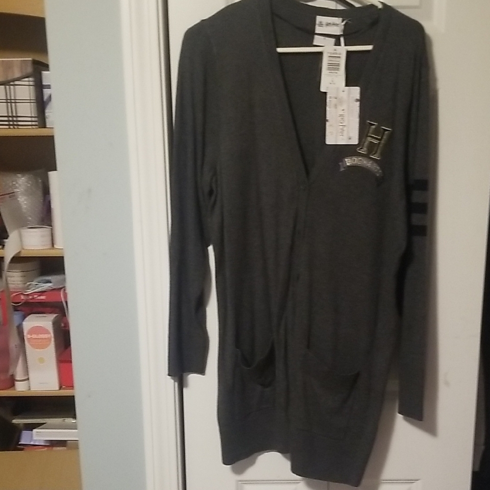 Nwt!!Torrid Gray Harry Potter Hogwarts Knit Cardigan Sweater Long Open-Front.
